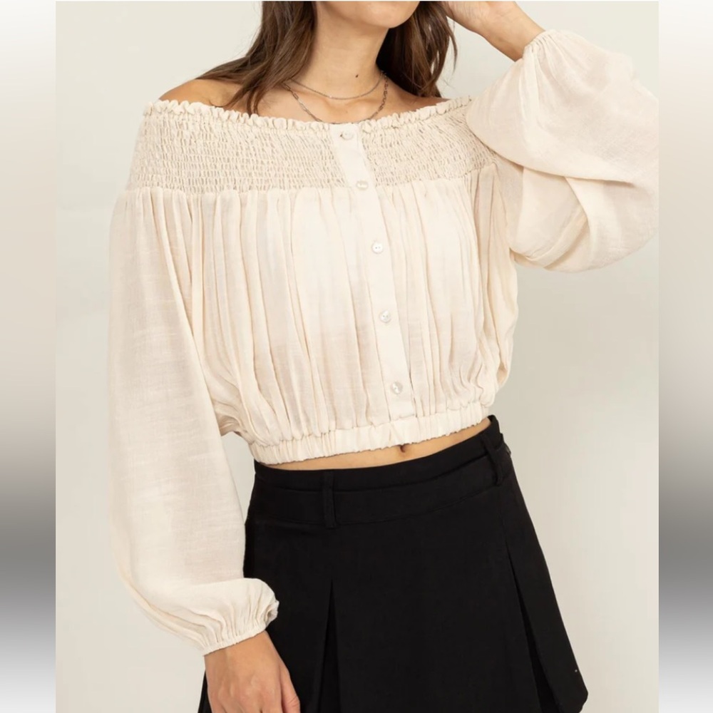 Hyfve | Milkmaid Smocked Crop Top. Sz Small Coquette Puff Sleeves Whimsical NWT